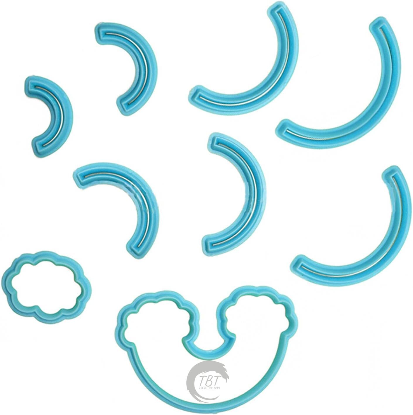 9 Pieces Rainbow and Cloud Fondant And Cookie Cutter Set