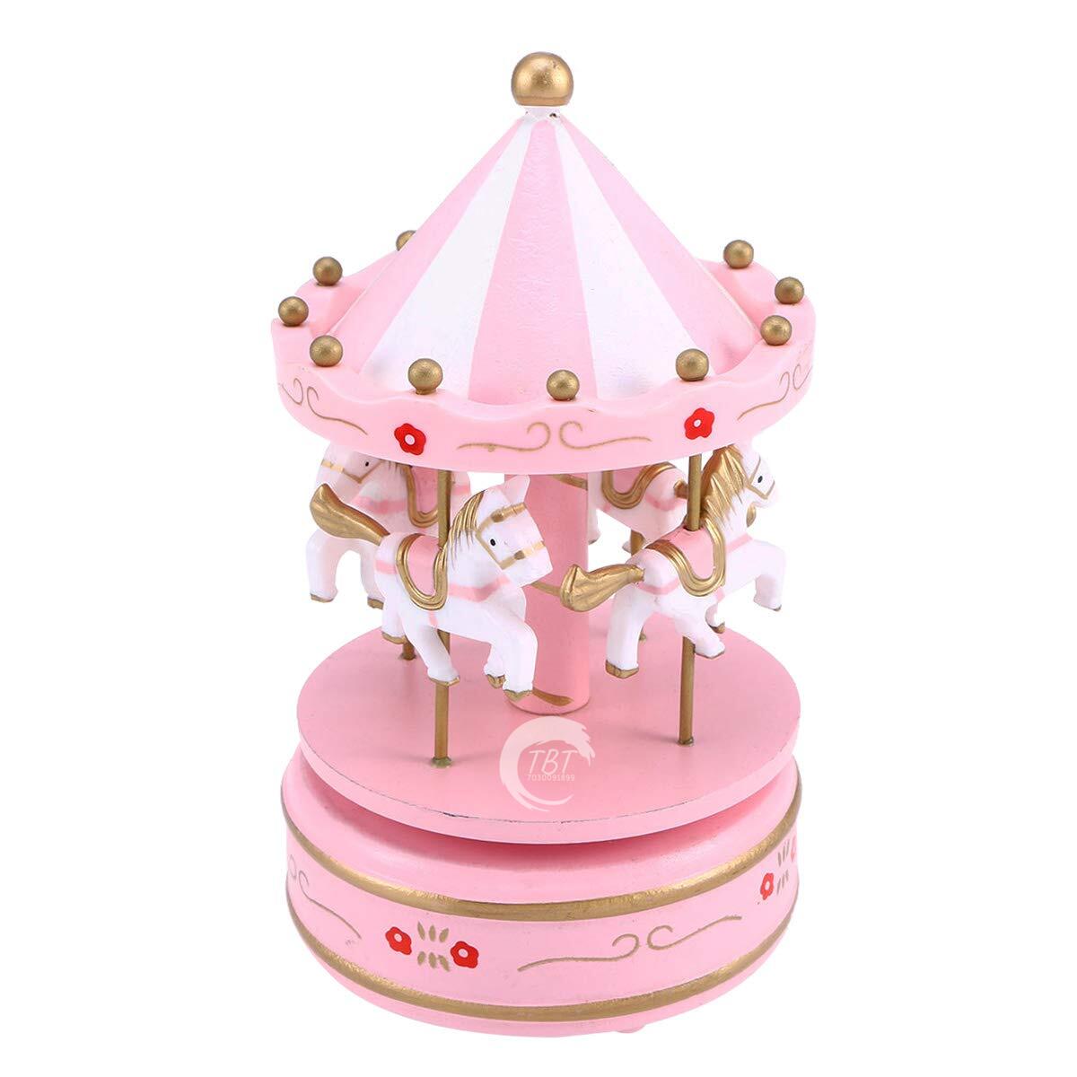 Carousel Rotating Musical Horse Music Box Toy - Pink