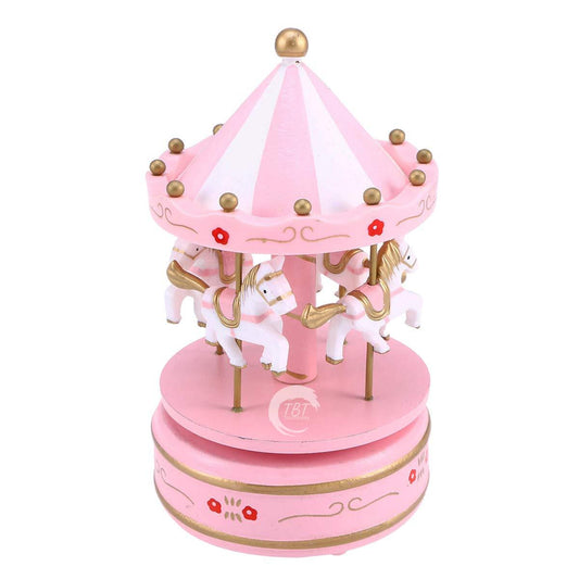 Carousel Rotating Musical Horse Music Box Toy - Pink