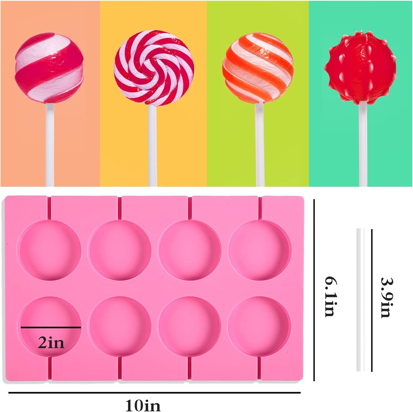8 Cavity Silicone Lollipop Candy Mold