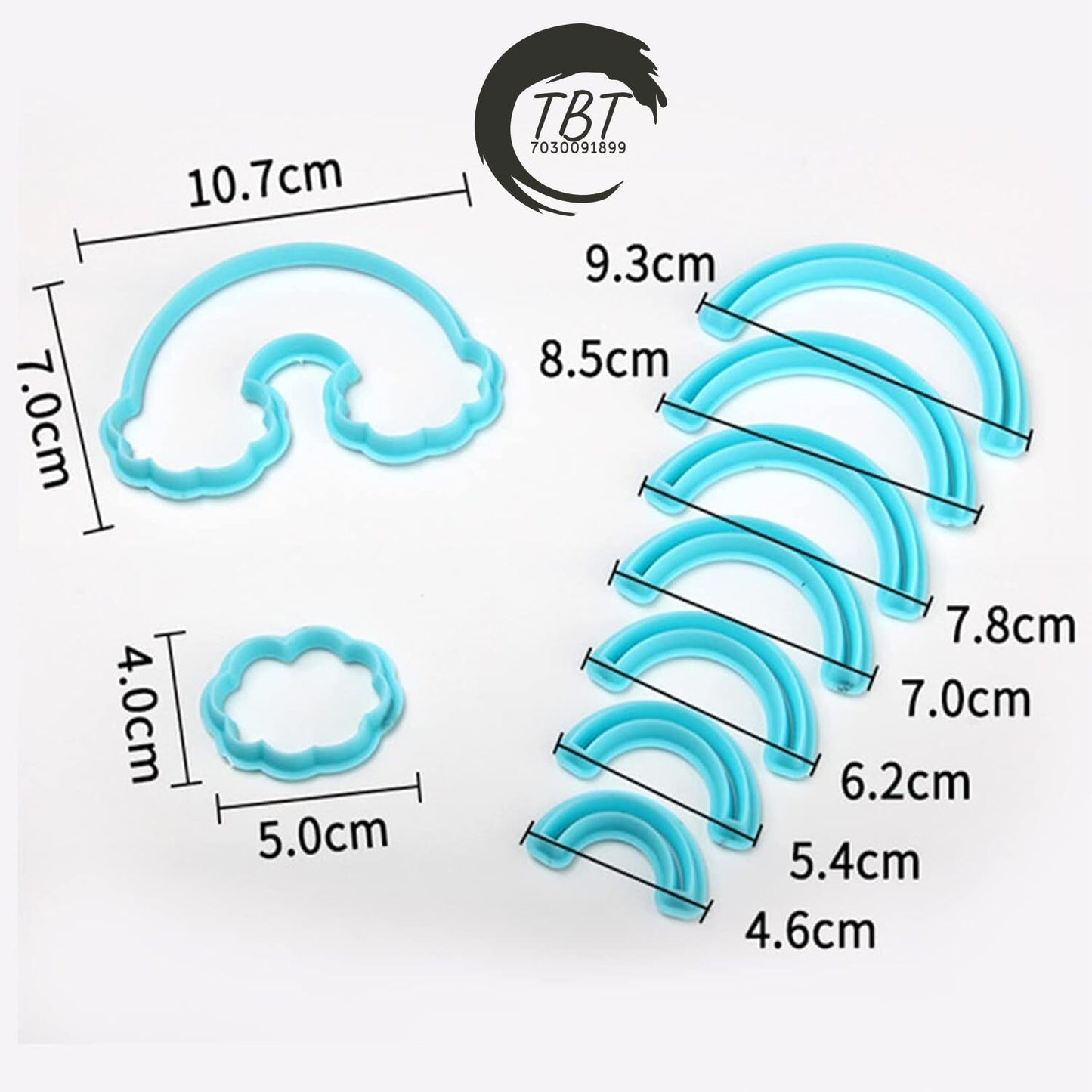 9 Pieces Rainbow and Cloud Fondant And Cookie Cutter Set