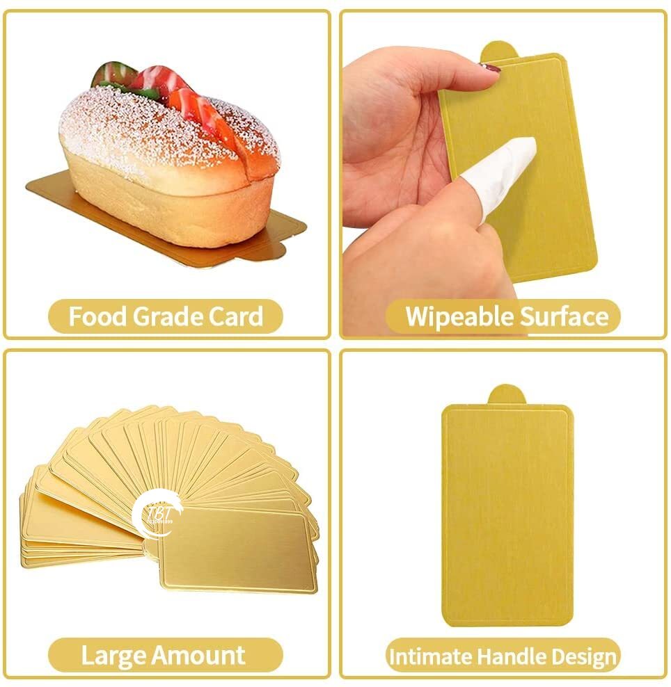 Mini Rectangle Golden Pastry Cake Base 24 Piece