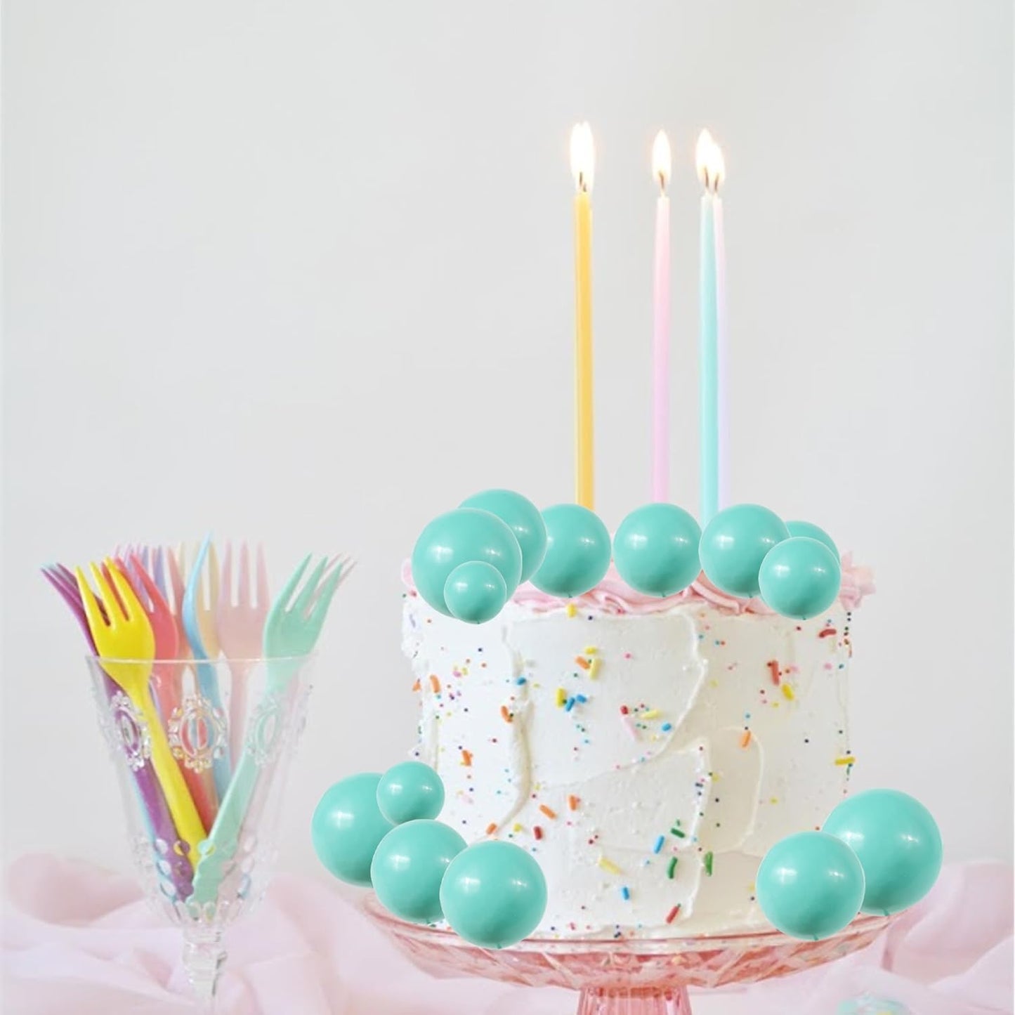 20Pcs Teal Faux Ball Cake Decoration