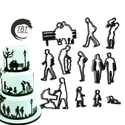 Family Silhouette Fondant And Cookie Cutter Set