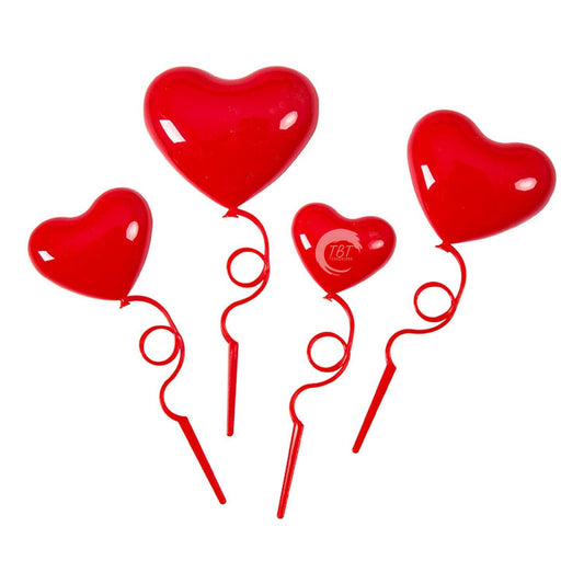Plastic Red Heart Balloon Cake Topper