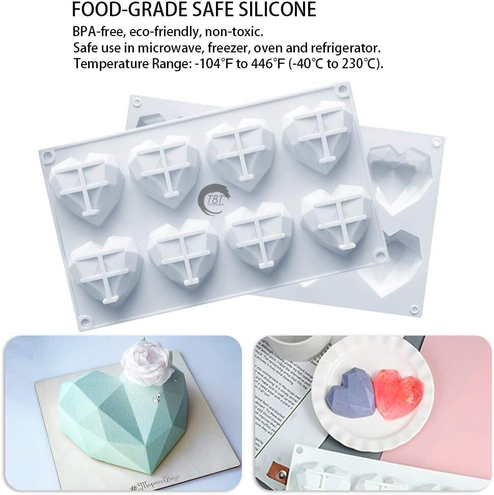 8 Cavity Heart Shape 3D Silicone Mold