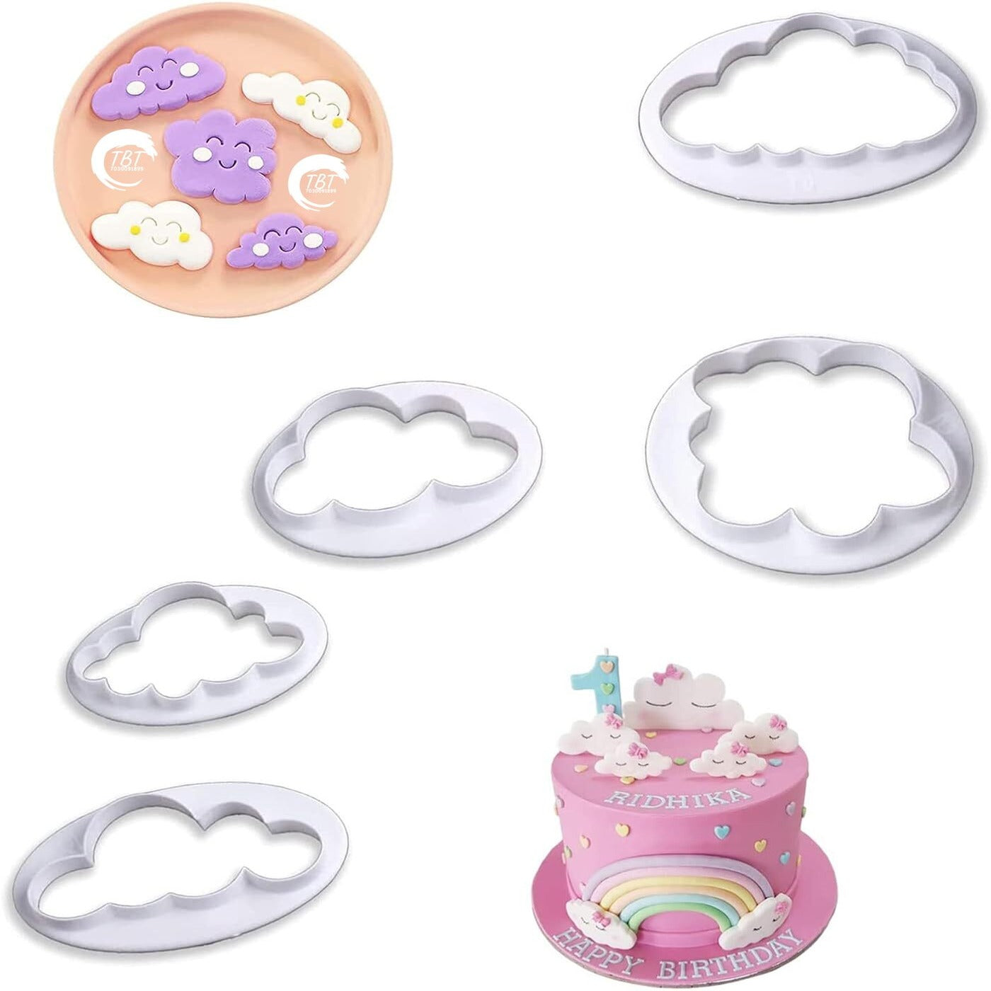 5Pcs Different Fluffy Cloud Cutters