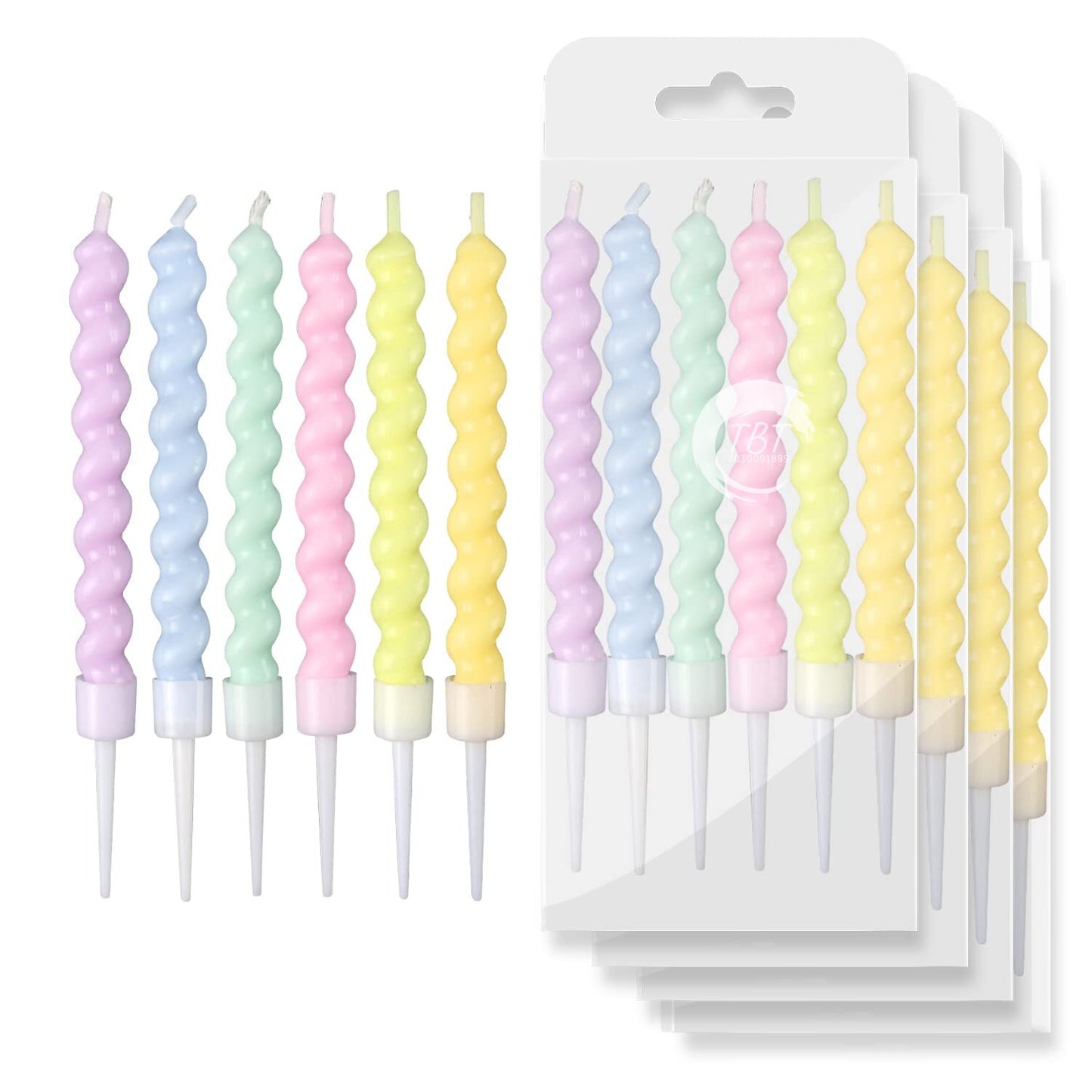 Pastel Color Twisty Curly Birthday Candles [ Set Of 6 Pcs ]