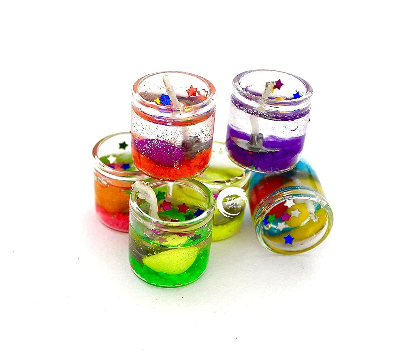 Small Glass Jelly Gel Candles [ Set Of 6 Pcs ]