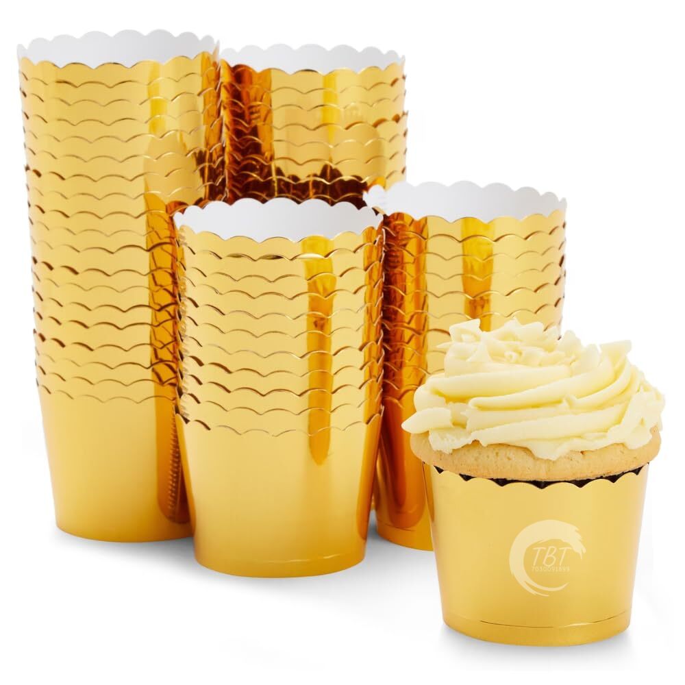 50 Pcs Golden Cupcake Muffin Liners