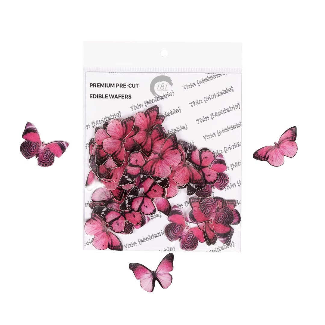 Pink Edible Pre-Cut Butterfly Wafer Paper