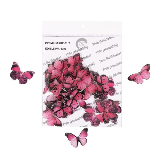 Pink Edible Pre-Cut Butterfly Wafer Paper