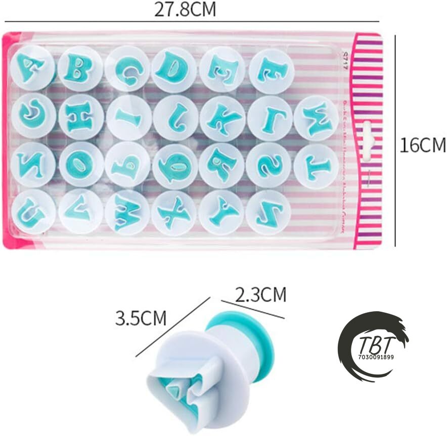 26 Pcs Alphabet Letters Plunger Fondant Cookie Cutter
