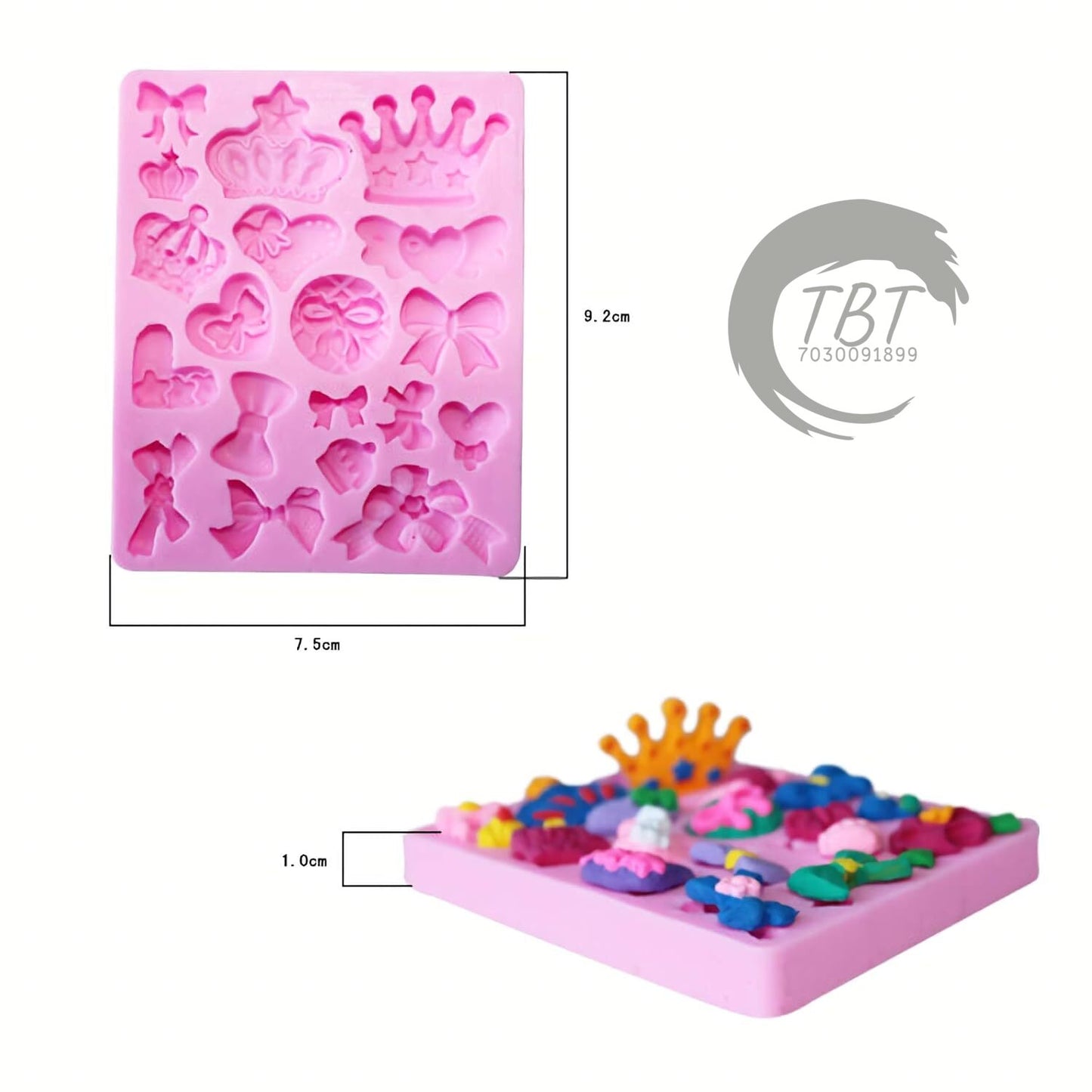 Bows Crown Heart Silicone Fondant Mold