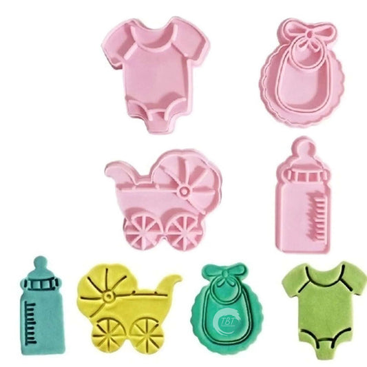 4 Pcs Baby Shower Theme Cookie And Fondant Cutter