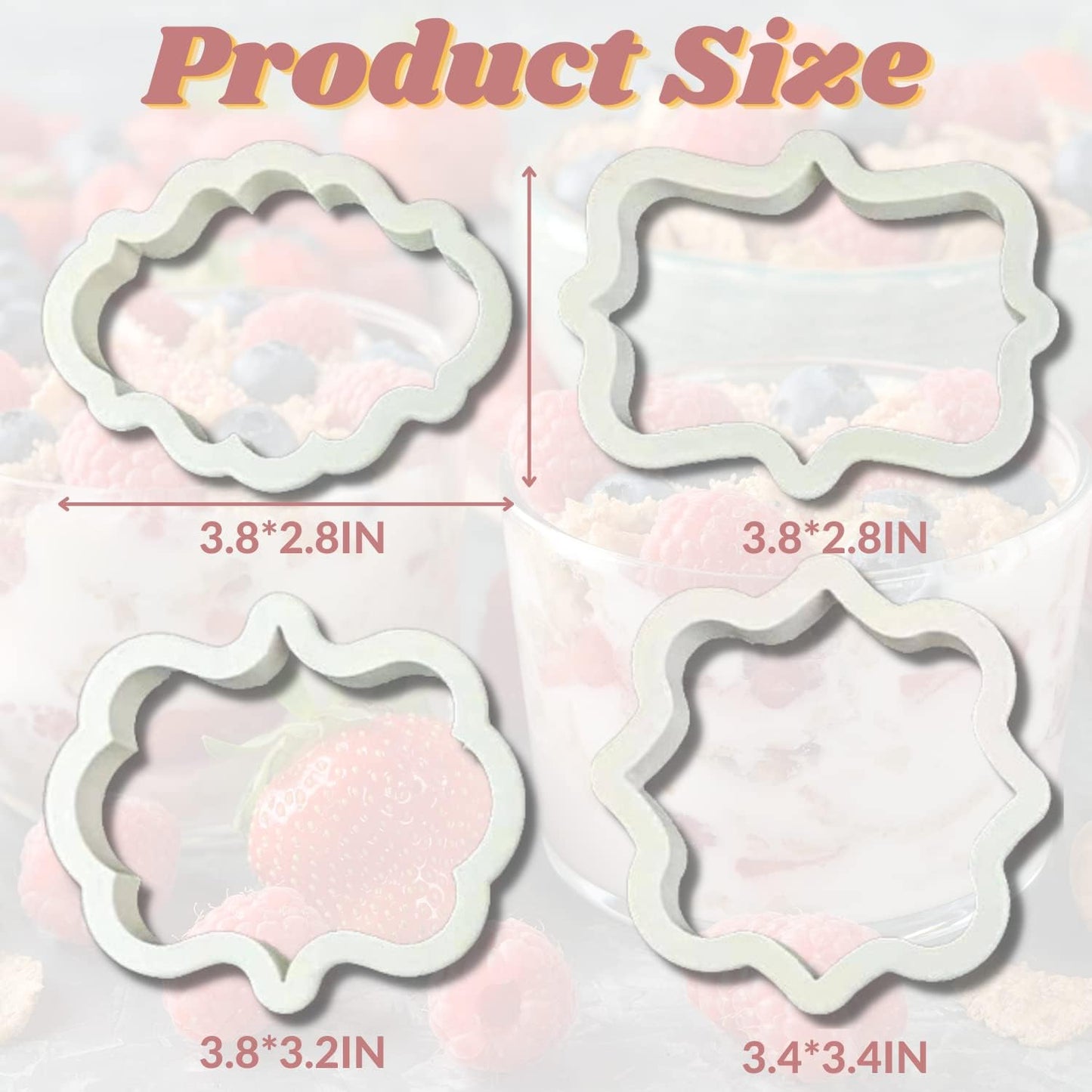 4Pcs Vintage Plaque Frame Fondant And Cookie Cutter