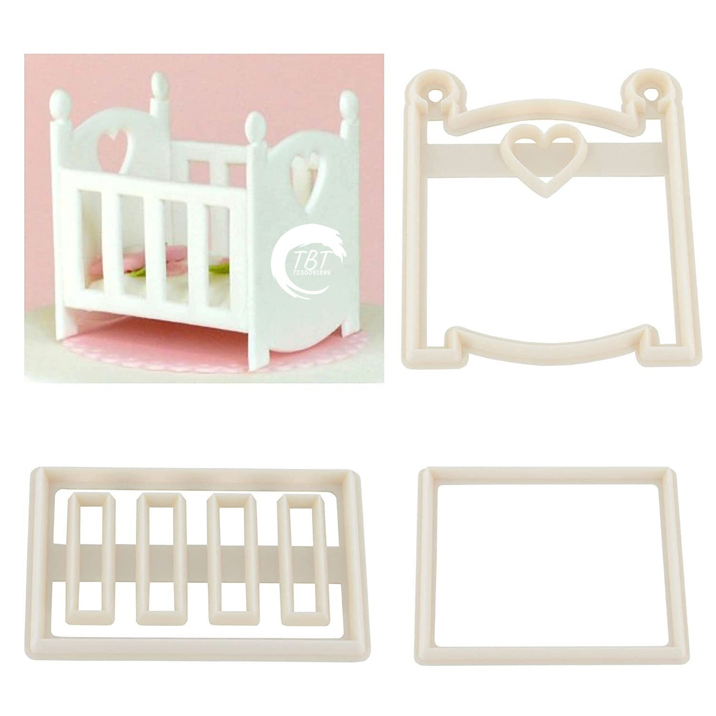3 Pcs Baby Cot Fondant Cutter Set