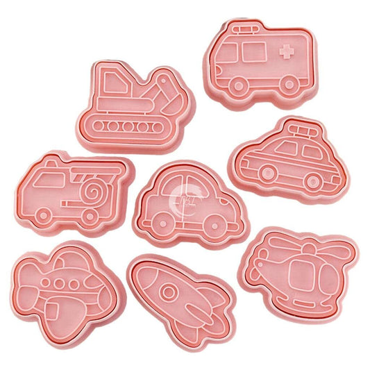 8 Pcs Transportation Vehicle Cookie And Fondant Cutter