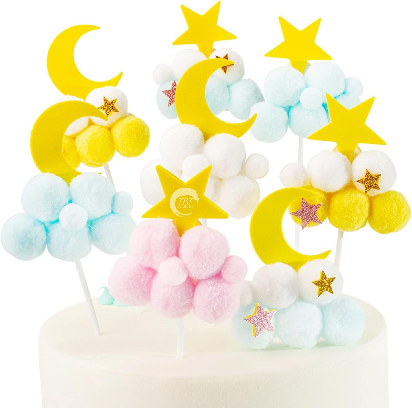 Star Moon Cloud Cotton Balls PomPom Topper