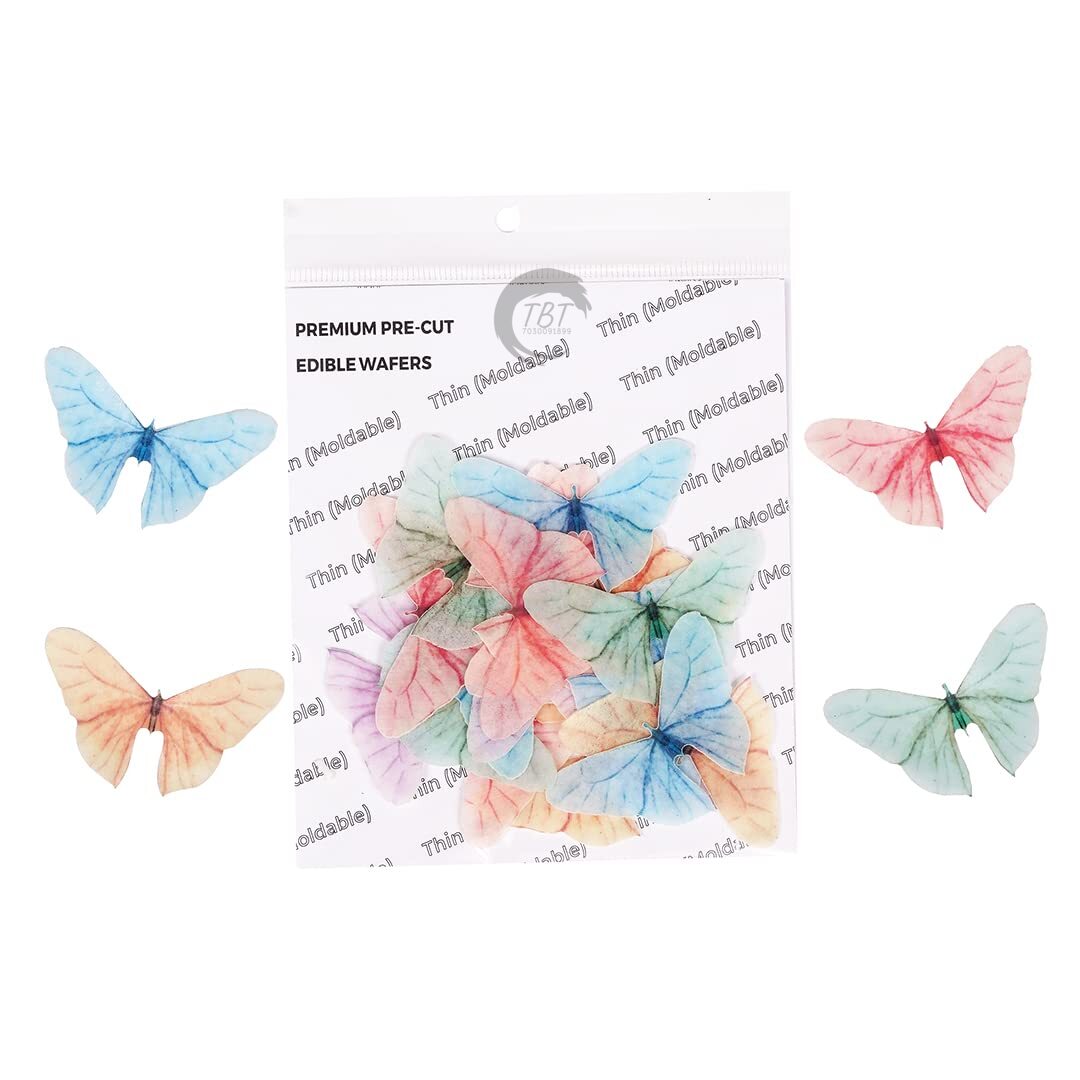 Pastel Color Small Size Edible Pre-Cut Butterfly Wafer Paper