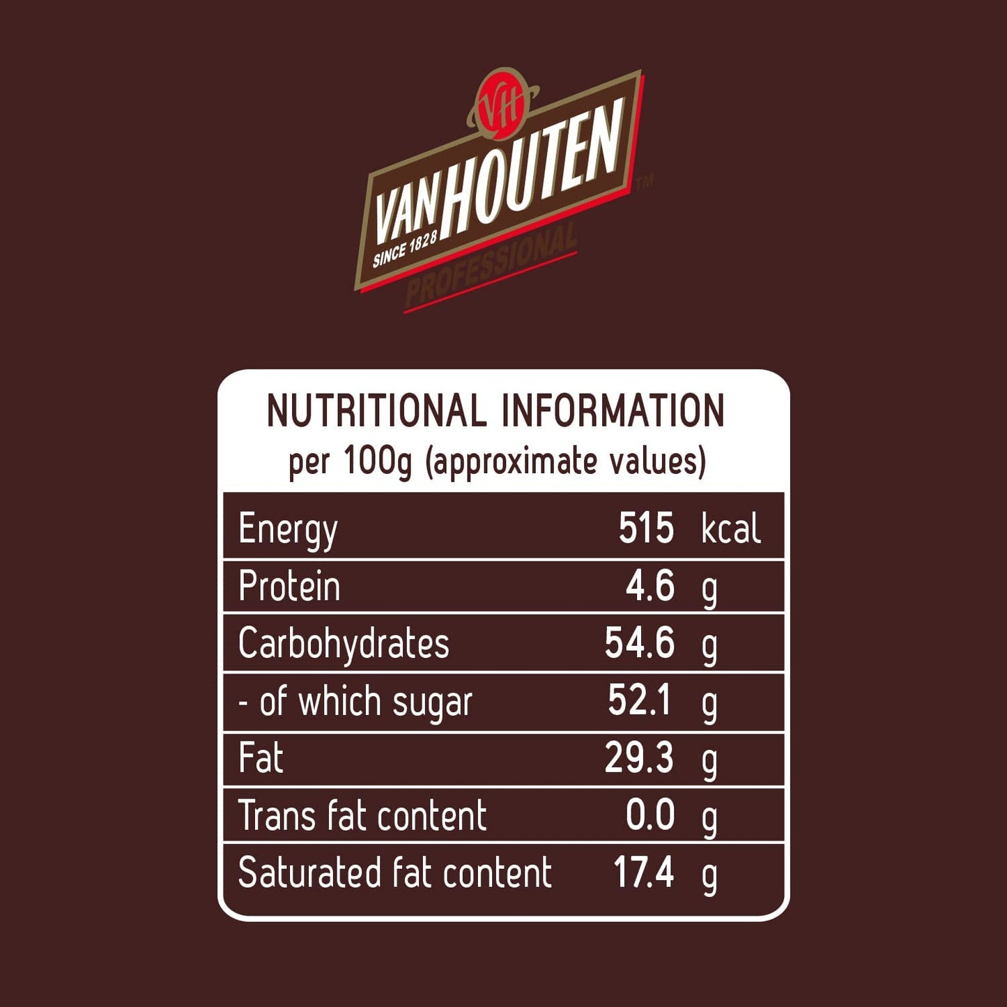 Vanhouten 46.5% Dark Chocolate Couverture -1 KG