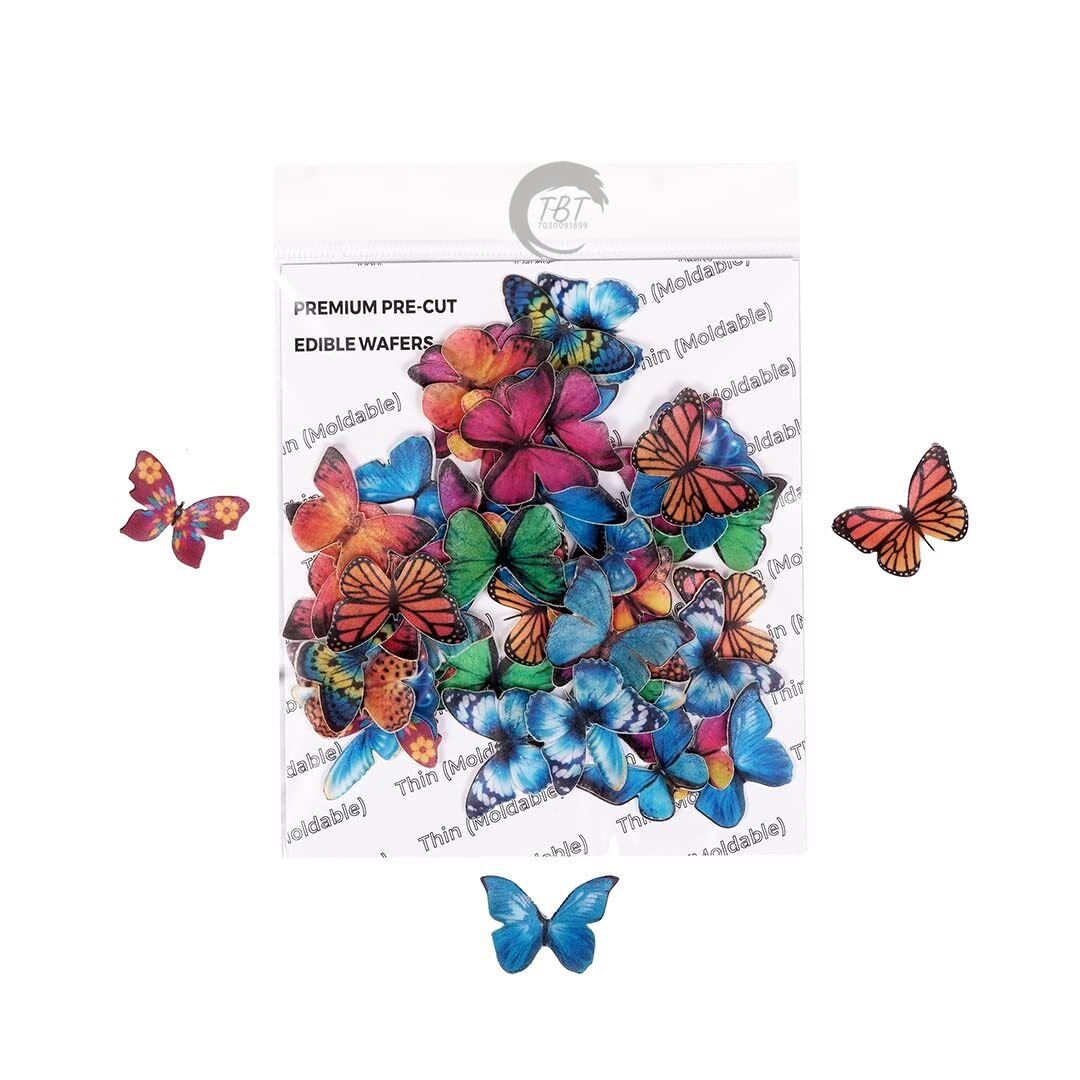 Mixed Color Small Edible Pre-Cut Butterfly Wafer Paper