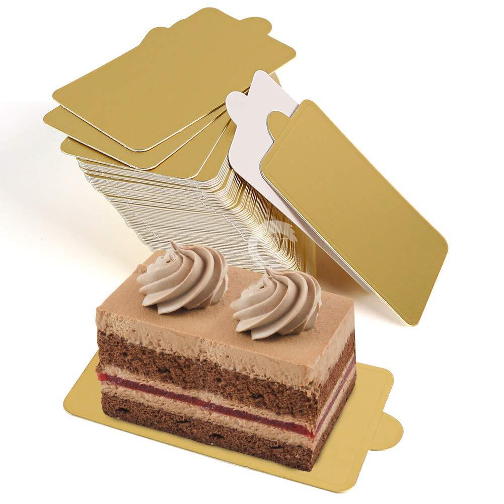 Mini Rectangle Golden Pastry Cake Base 24 Piece