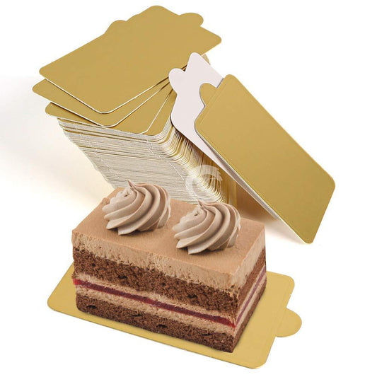 Mini Rectangle Golden Pastry Cake Base 24 Piece