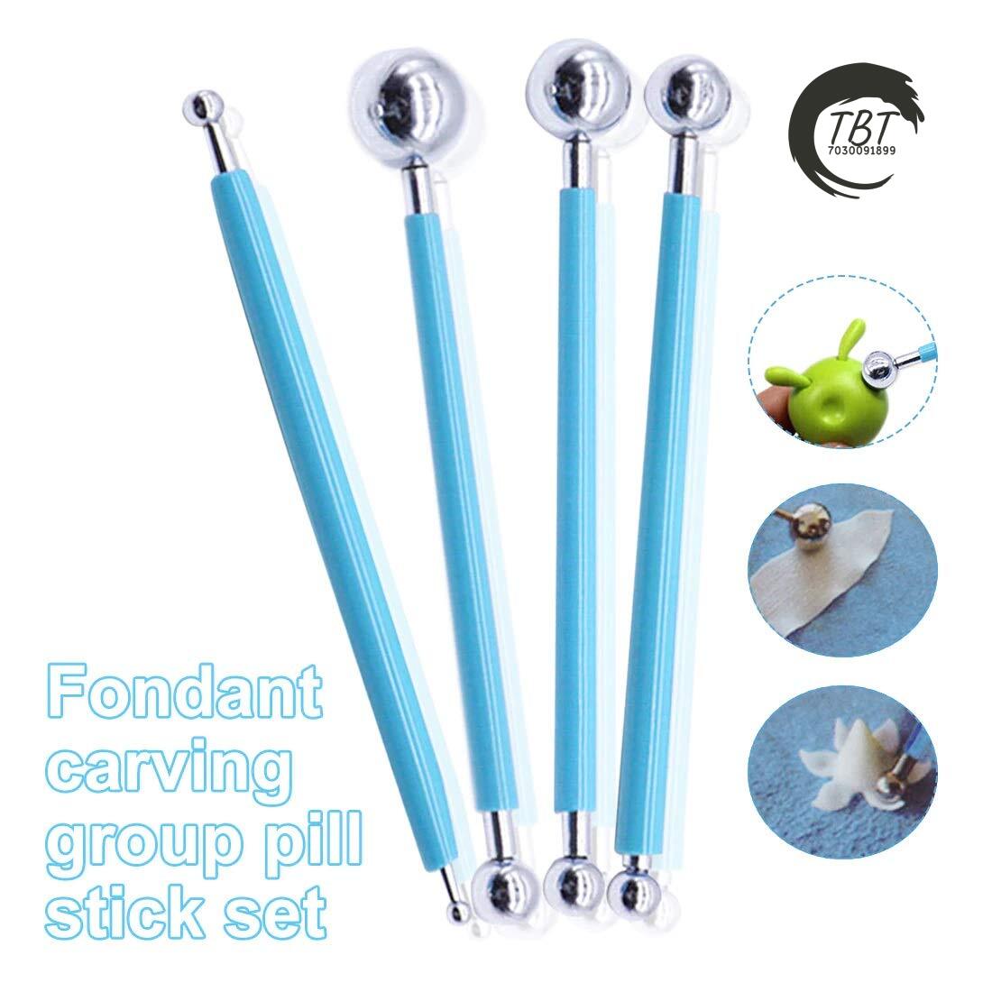 4 Pcs Modelling Ball for Fondant Cake Flower Decorating Tools