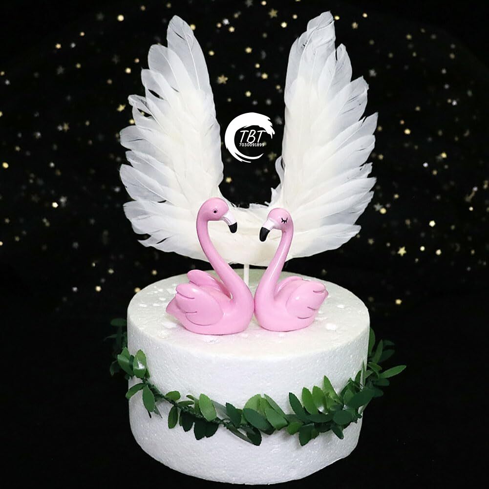 White Angel Wing Feather Cake Topper