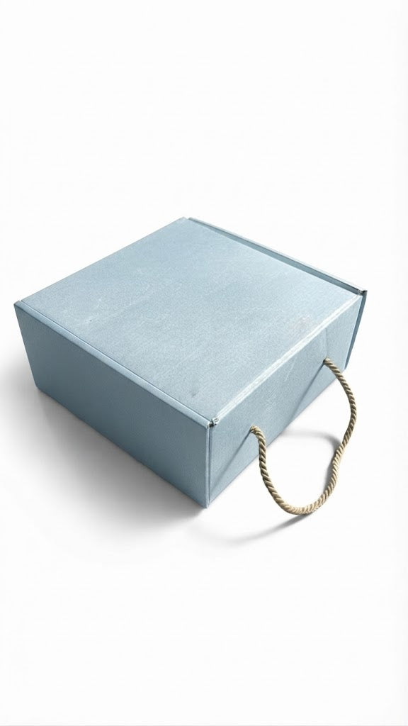 Premium Textured Rigid Gift Box with Twisted Rope Handle - (8.5" x 8.5" x 3.7")