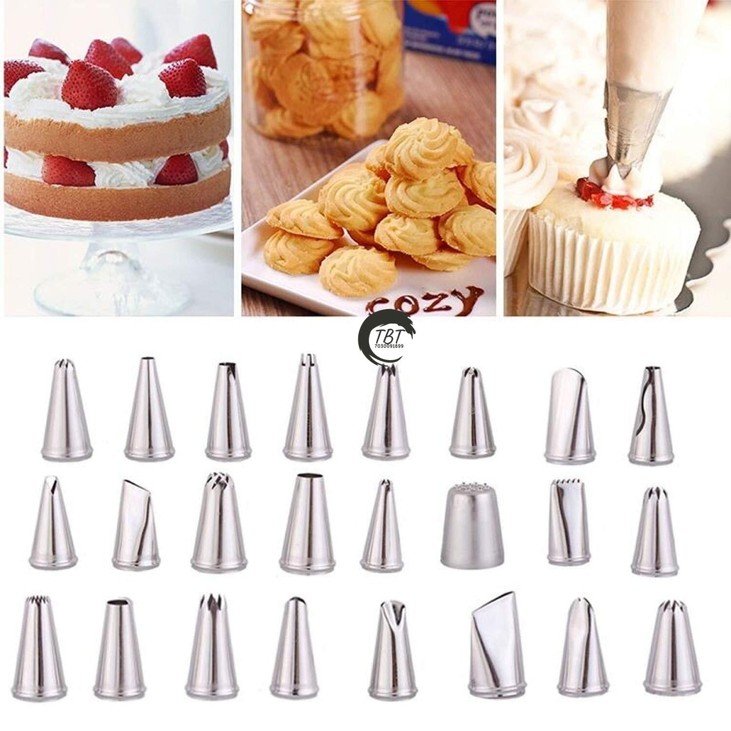 24 Pcs Stainless Steel Piping Nozzle Set