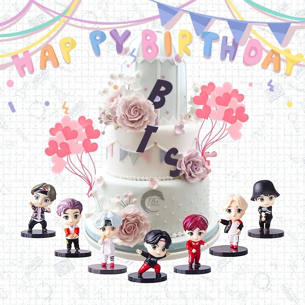 Mini BTS Army Cake Decoration Toy Set { Set Of 7 Piece }