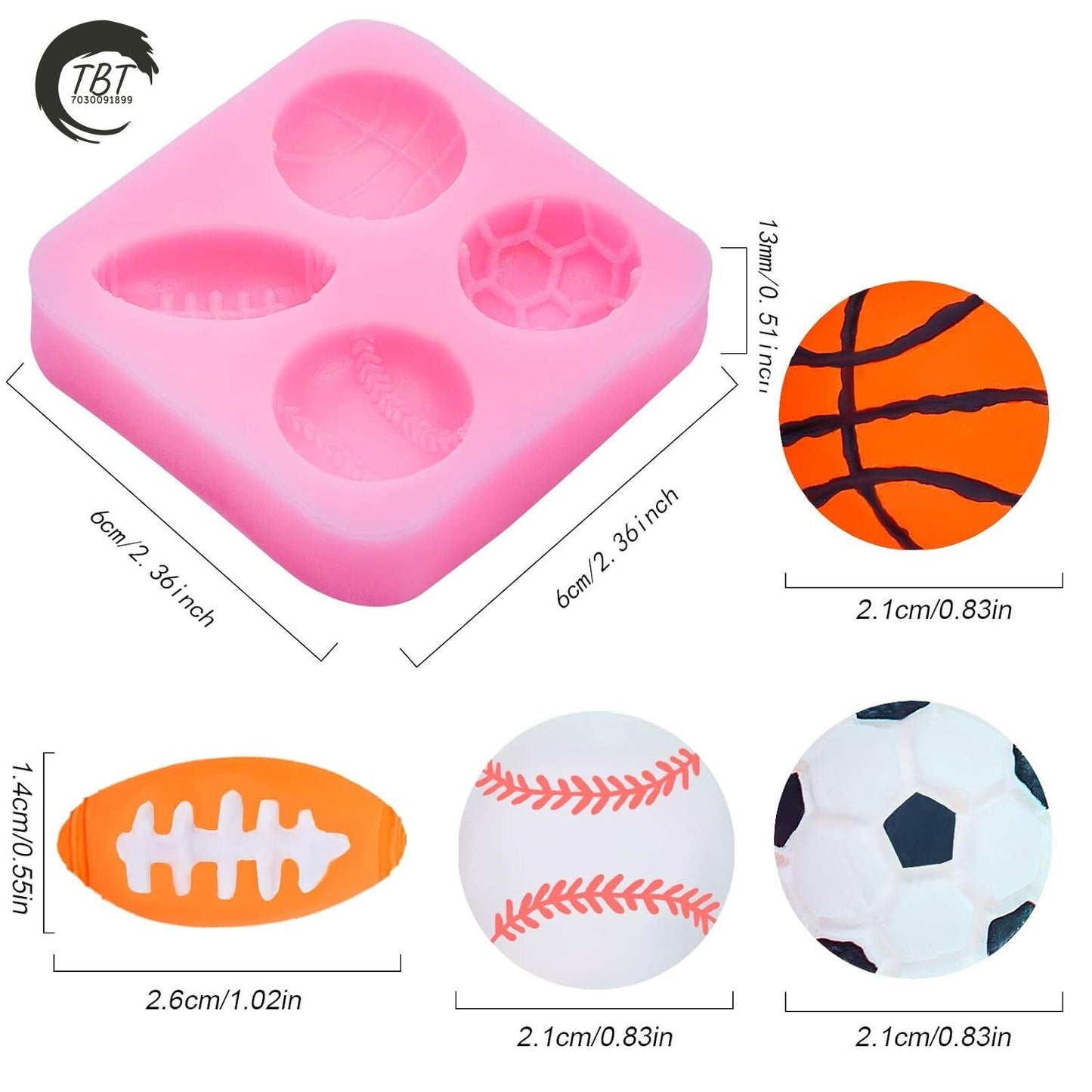 4-Cavity Sports Ball Silicone Fondant Mold