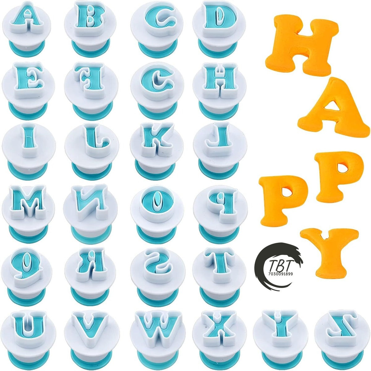 26 Pcs Alphabet Letters Plunger Fondant Cookie Cutter