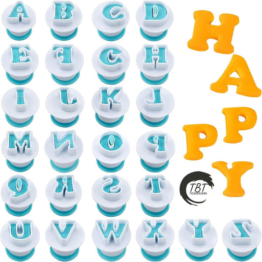 26 Pcs Alphabet Letters Plunger Fondant Cookie Cutter