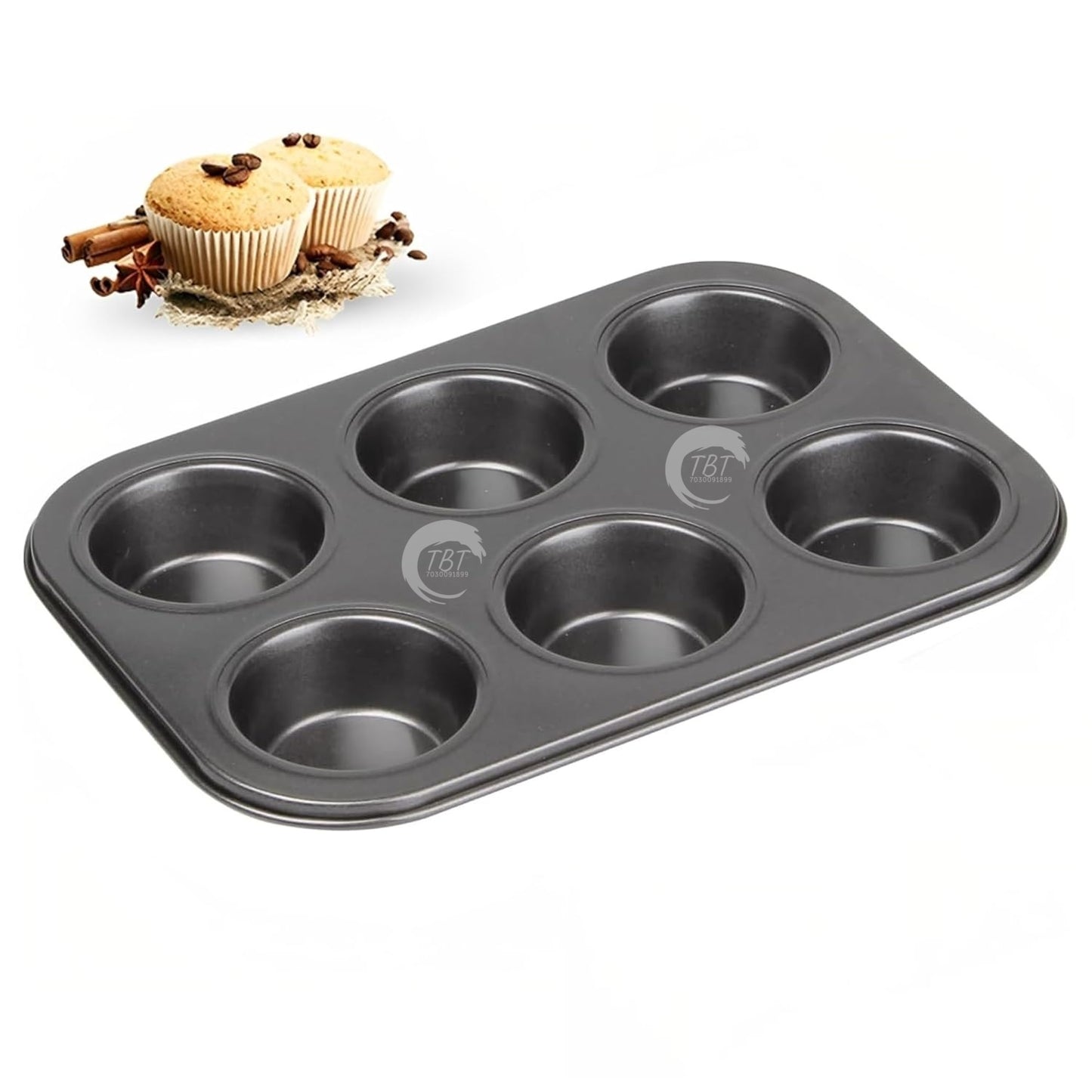 Carbon Steel Muffin/Cupcake Tray - 6 Slot