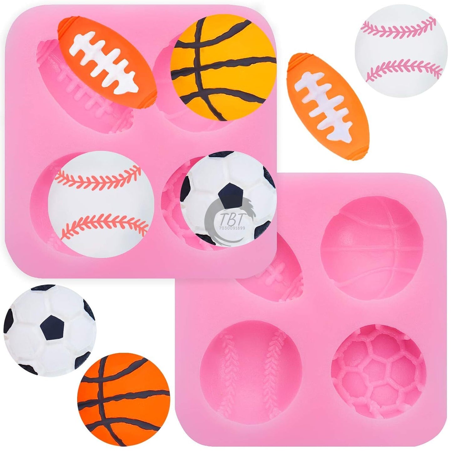 4-Cavity Sports Ball Silicone Fondant Mold