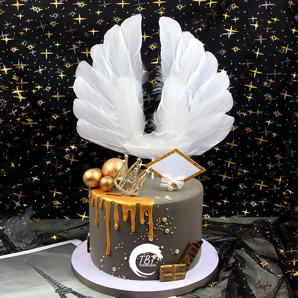 White Angel Wing Feather Cake Topper
