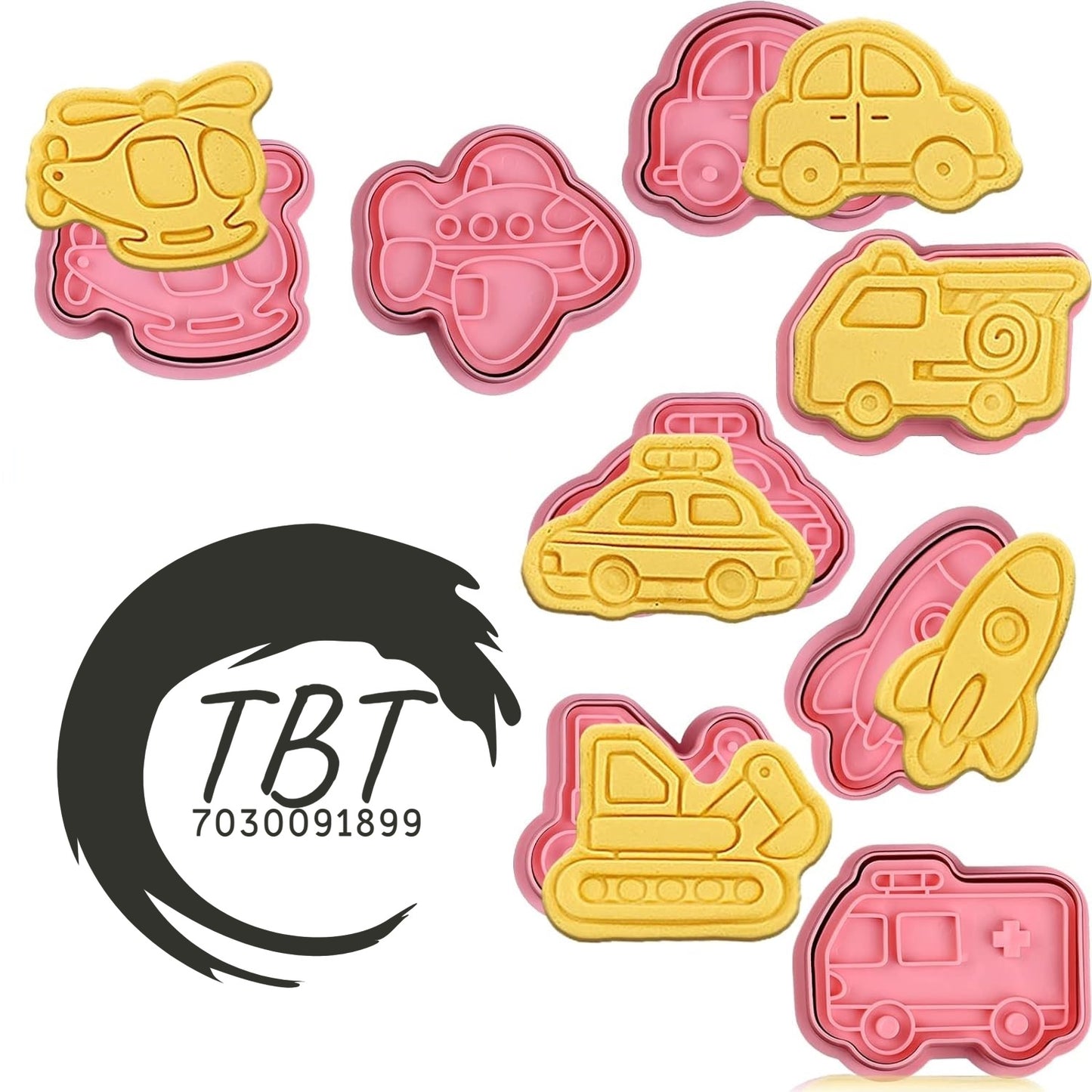 8 Pcs Transportation Vehicle Cookie And Fondant Cutter