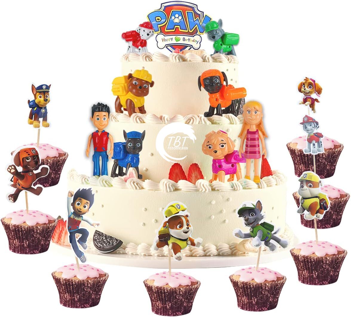 Paw Patrol Figure Cake Toys Toppers { Set Of 8 Piece }