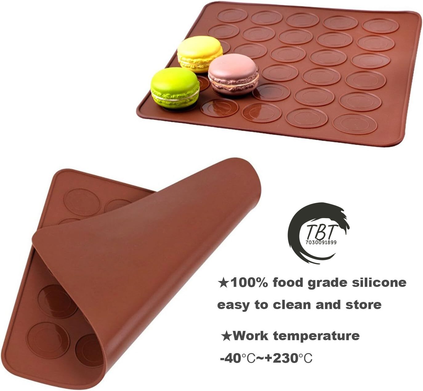 30 Cavity Silicone Round Macaron Baking Mat