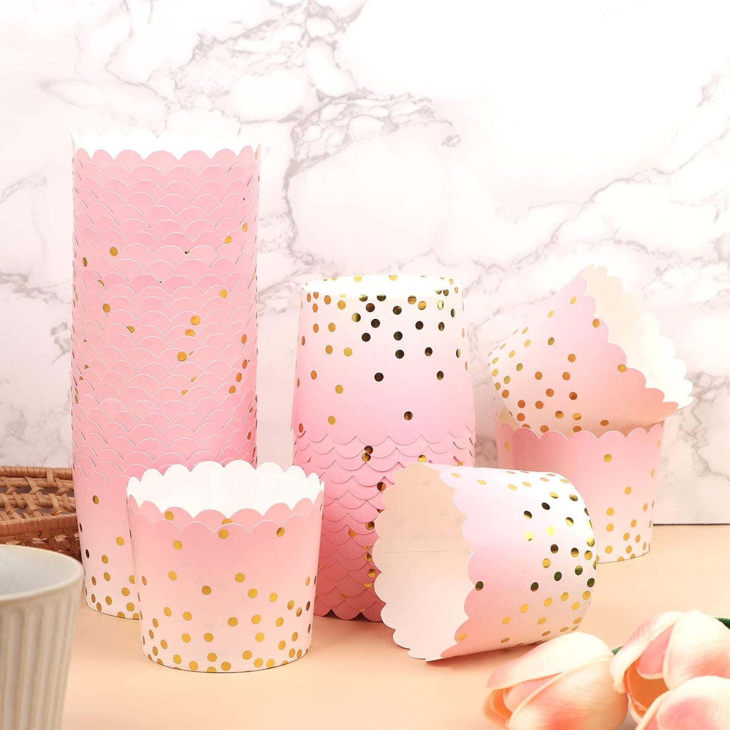 Golden Foil Print Bake And Serve Cupcake Muffin Liners Mold (Pack Of 50 Pcs)