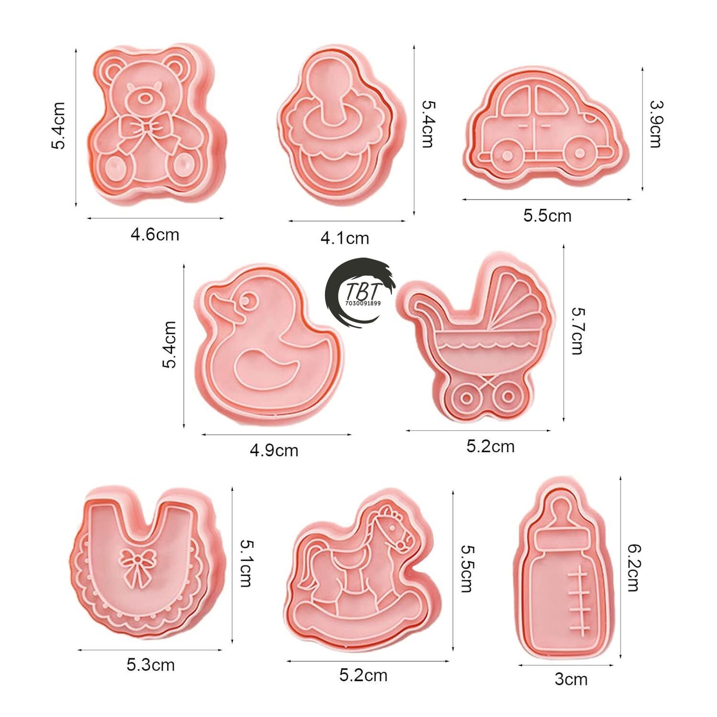 8 Pcs Baby Shower Theme Cookie And Fondant Cutter