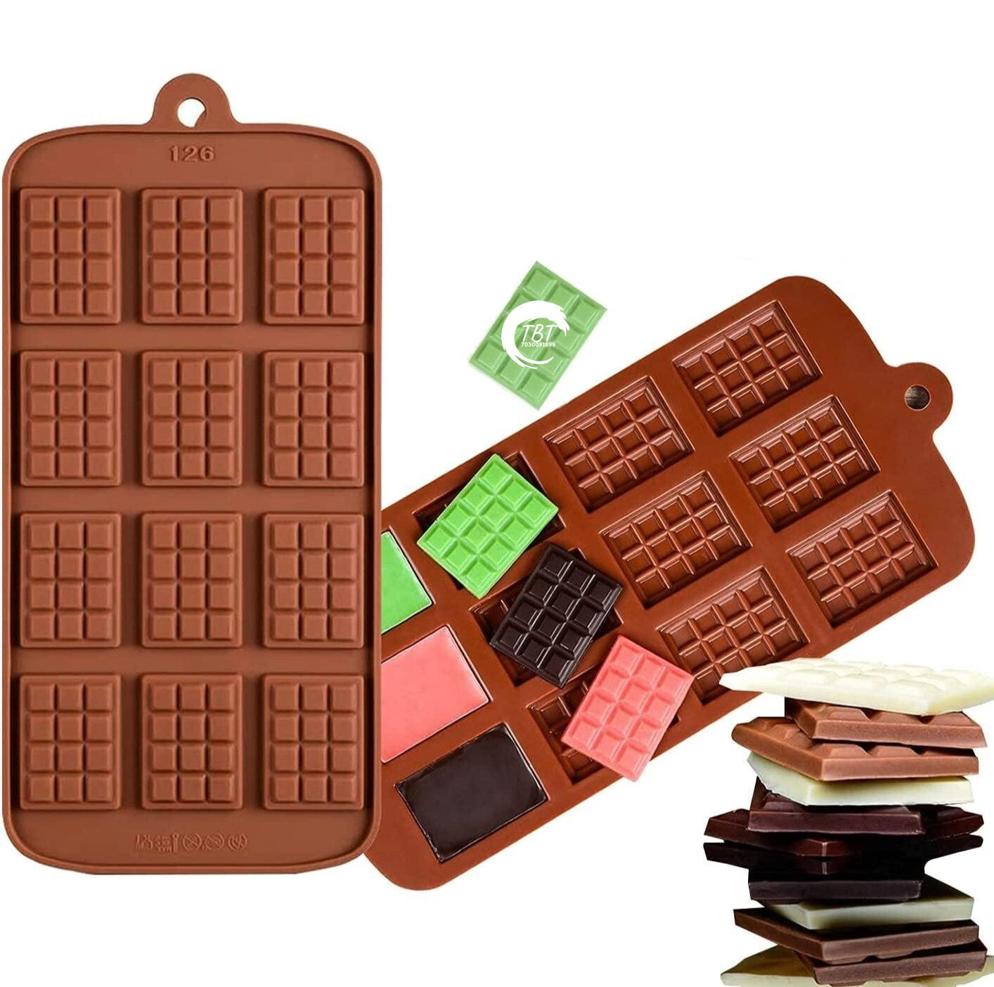 12 Cavity Silicone Break Apart Chocolate Mini Bar Mold
