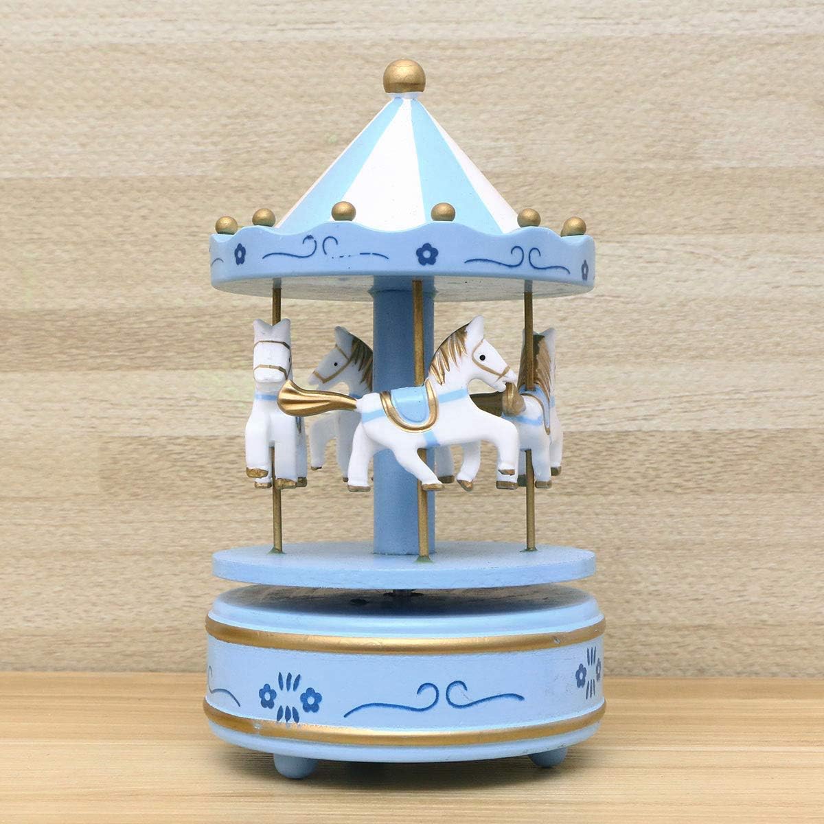 Carousel Rotating Musical Horse Music Box Toy - Blue