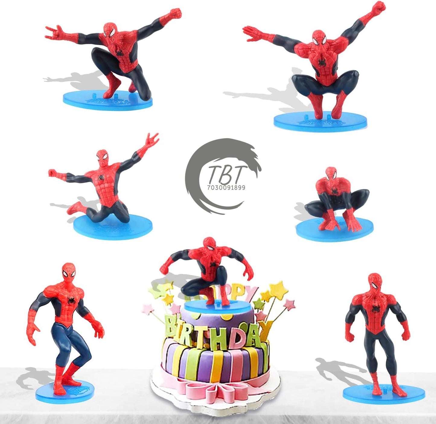 SpiderMan Cake Decorating Toy Topper { Set Of 7 Piece }