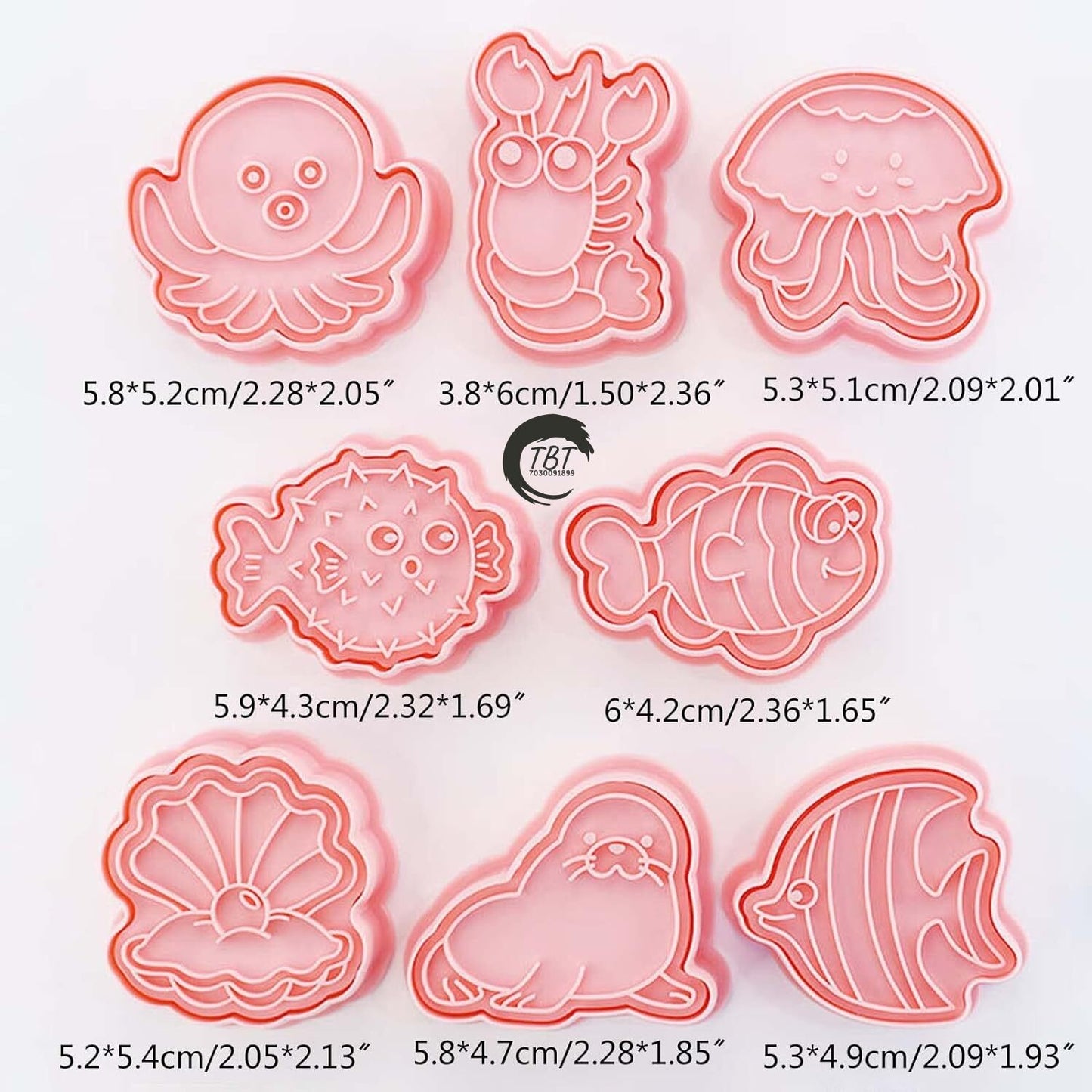 8 Pcs Sea Creatures Cookie And Fondant Cutter