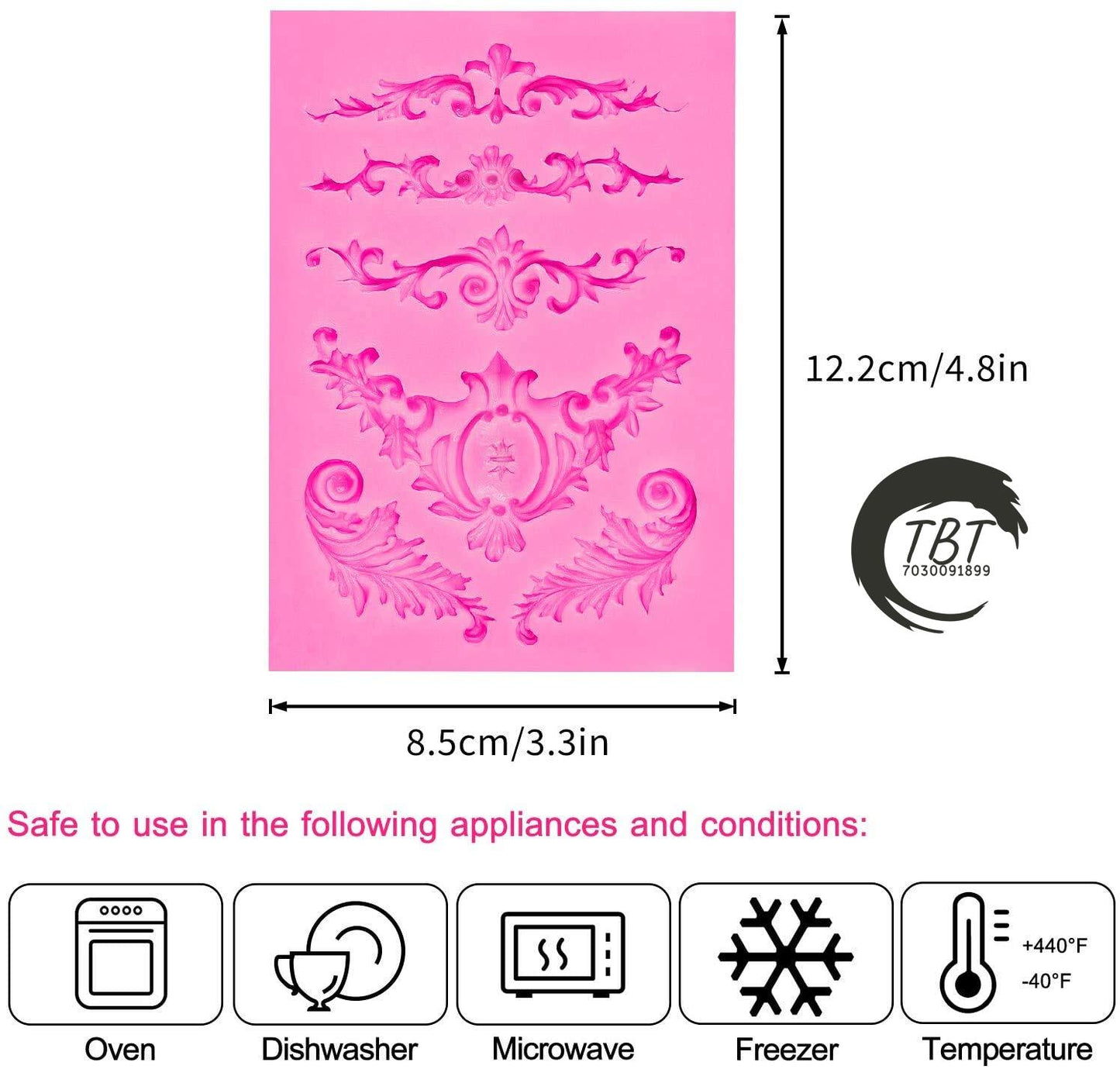 Baroque Vintage Curlicues Silicone Fondant Mold