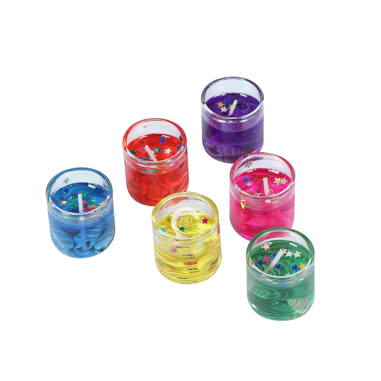Small Glass Jelly Gel Candles [ Set Of 6 Pcs ]